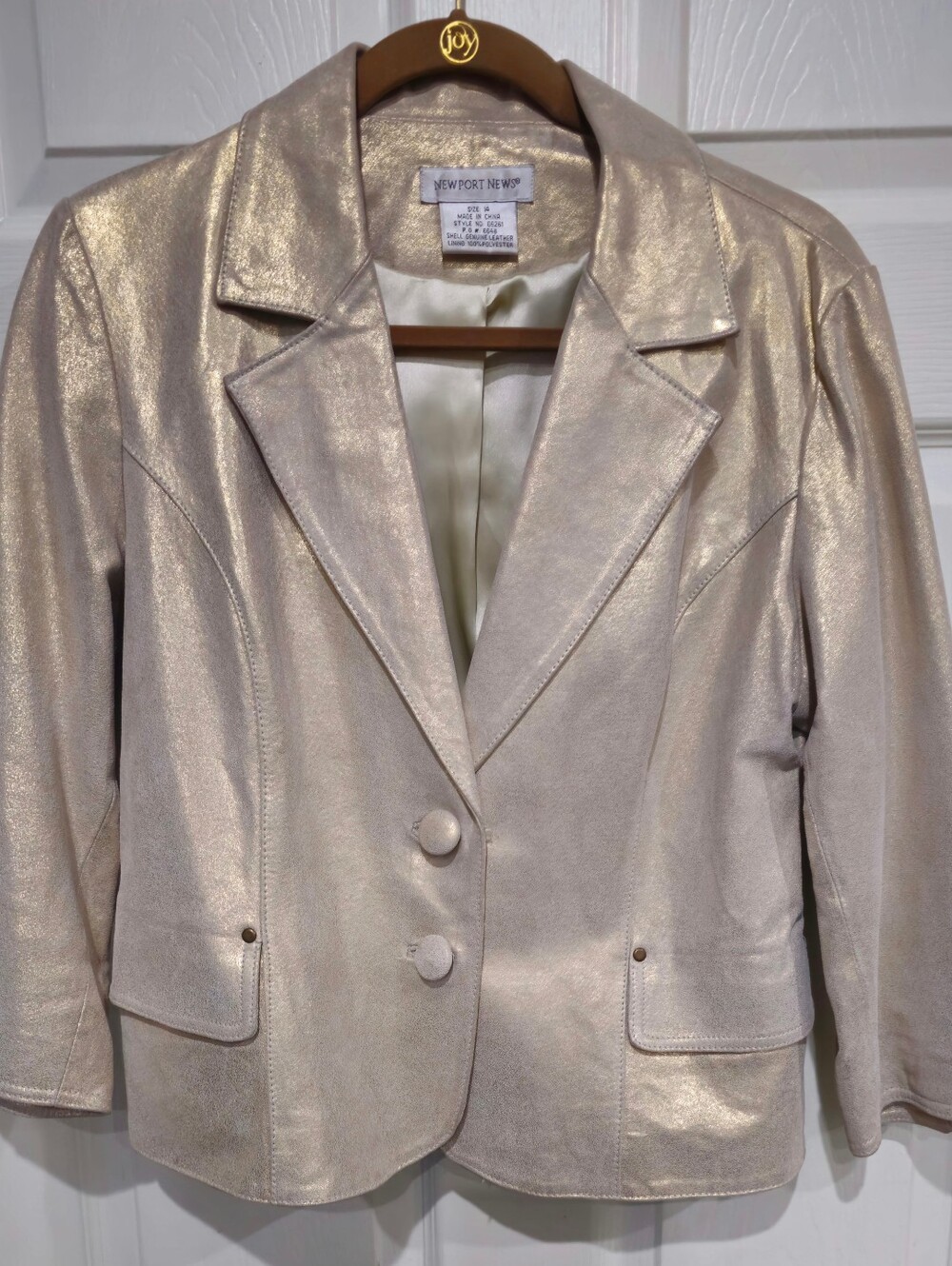 Newport News Metallic Pearl Cream Blazer